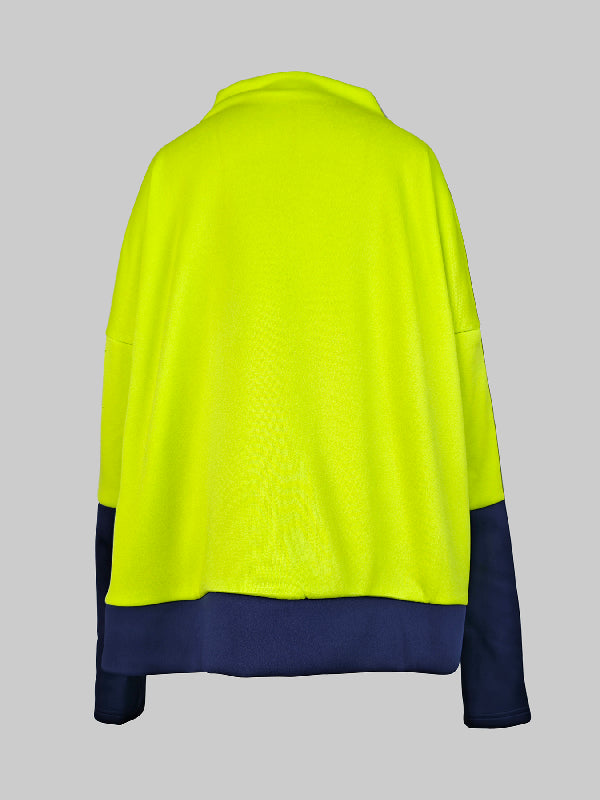 Long Sleeves Contrast Color Split-Joint High Neck Hoodies&Sweatshirt Sweatshirt Tops Tops