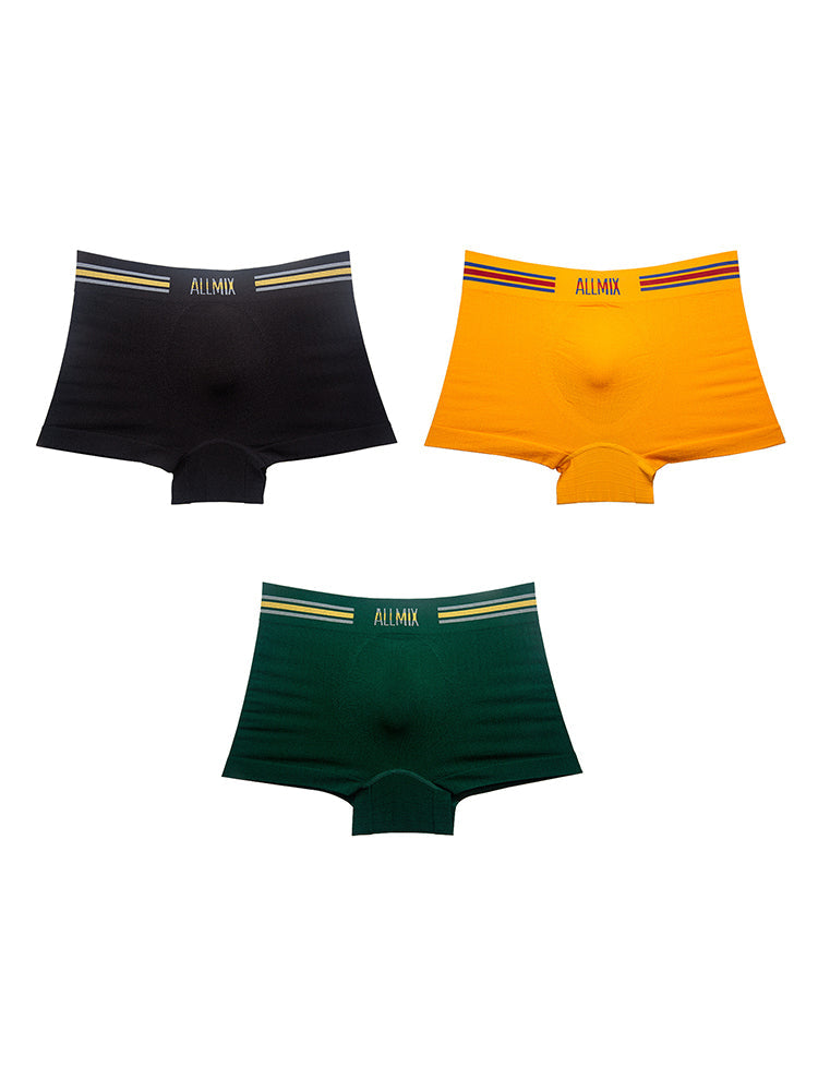3 Pack ALLMIX Men's Sexy Striped Seamless Low Waist Boxers Briefs