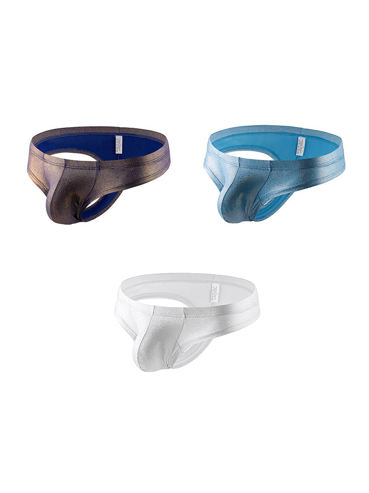 3 Pack Men's Solid Color Sparkle Briefs