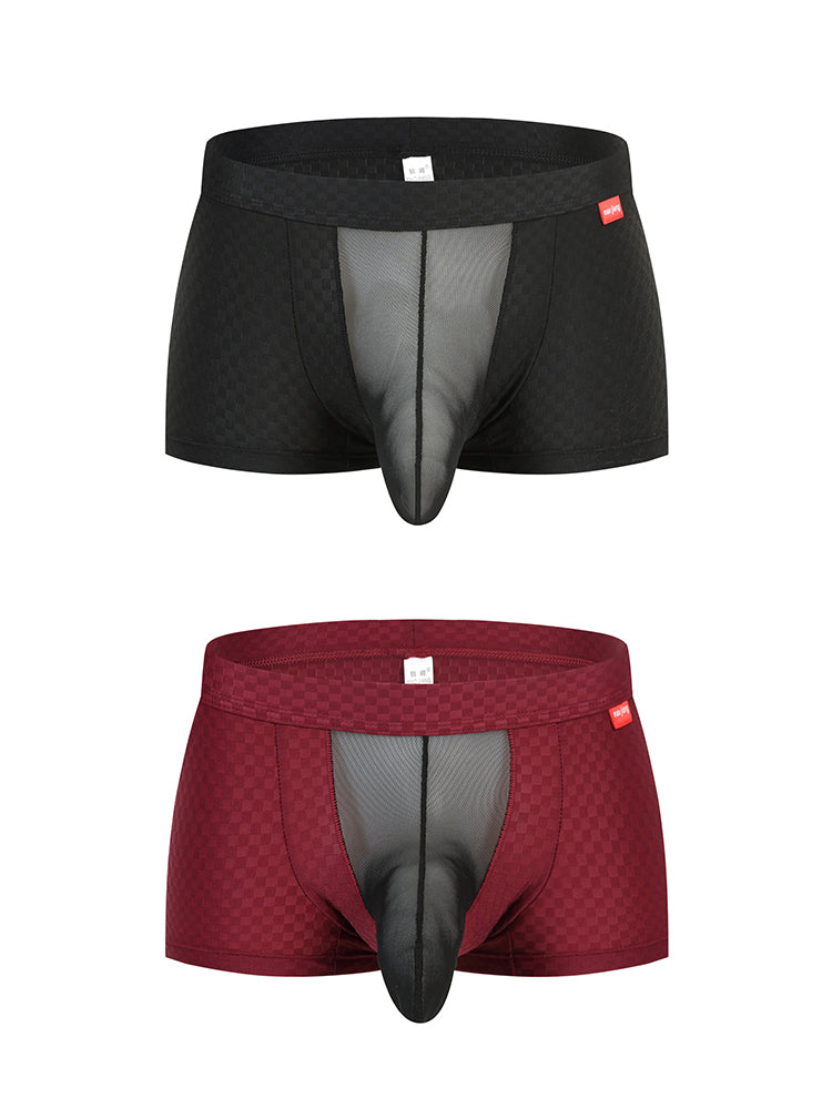 2 Pack Men's U-Pouch Ice Silk Sexy Trunks