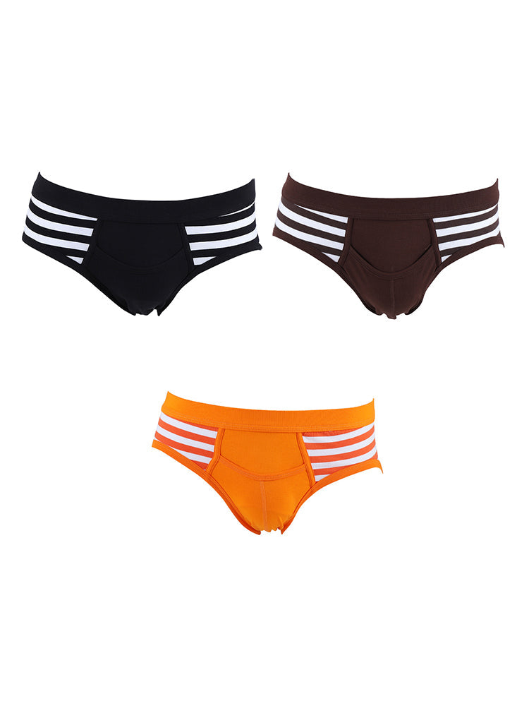 4 Pack Men's Mid-Rise Cotton Striped Briefs