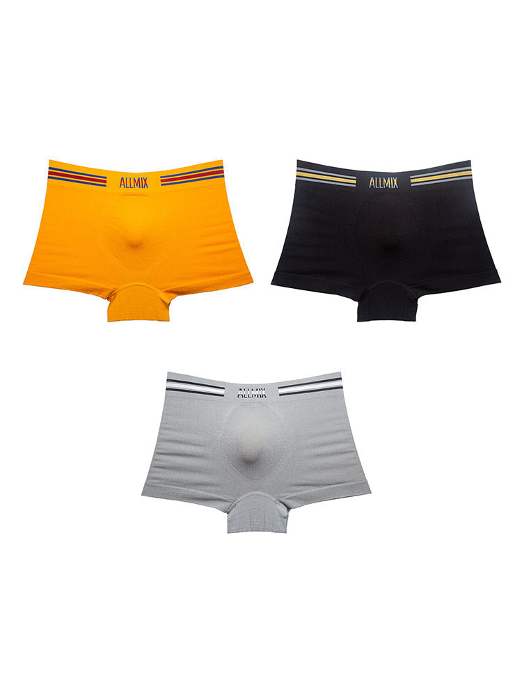 3 Pack ALLMIX Men's Sexy Striped Seamless Low Waist Boxers Briefs