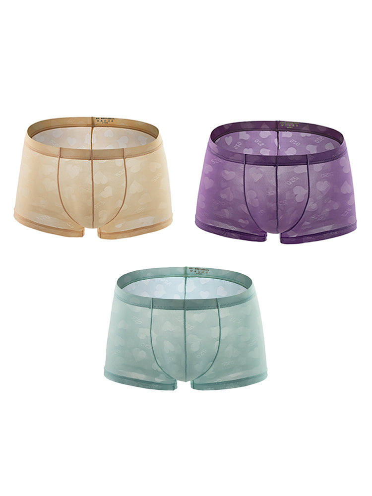 3- Pack Men's Sexy Heart Mesh Trunks