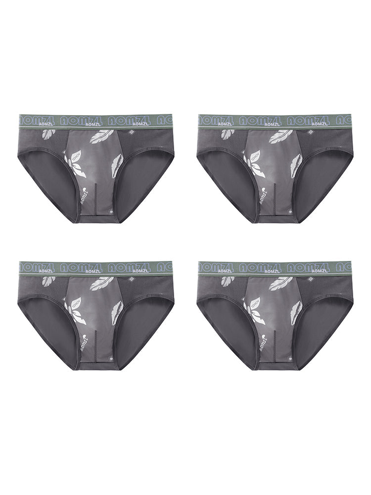 4-pack Men's Sexy Leopard Print Ice Silk Mesh Briefs