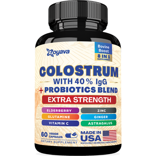 Zoyava™ Highly Potent Bovine Colostrum Capsules - 5250 MG with 40% IgG & Probiotics for Immunity, Gut Health, and General Wellness