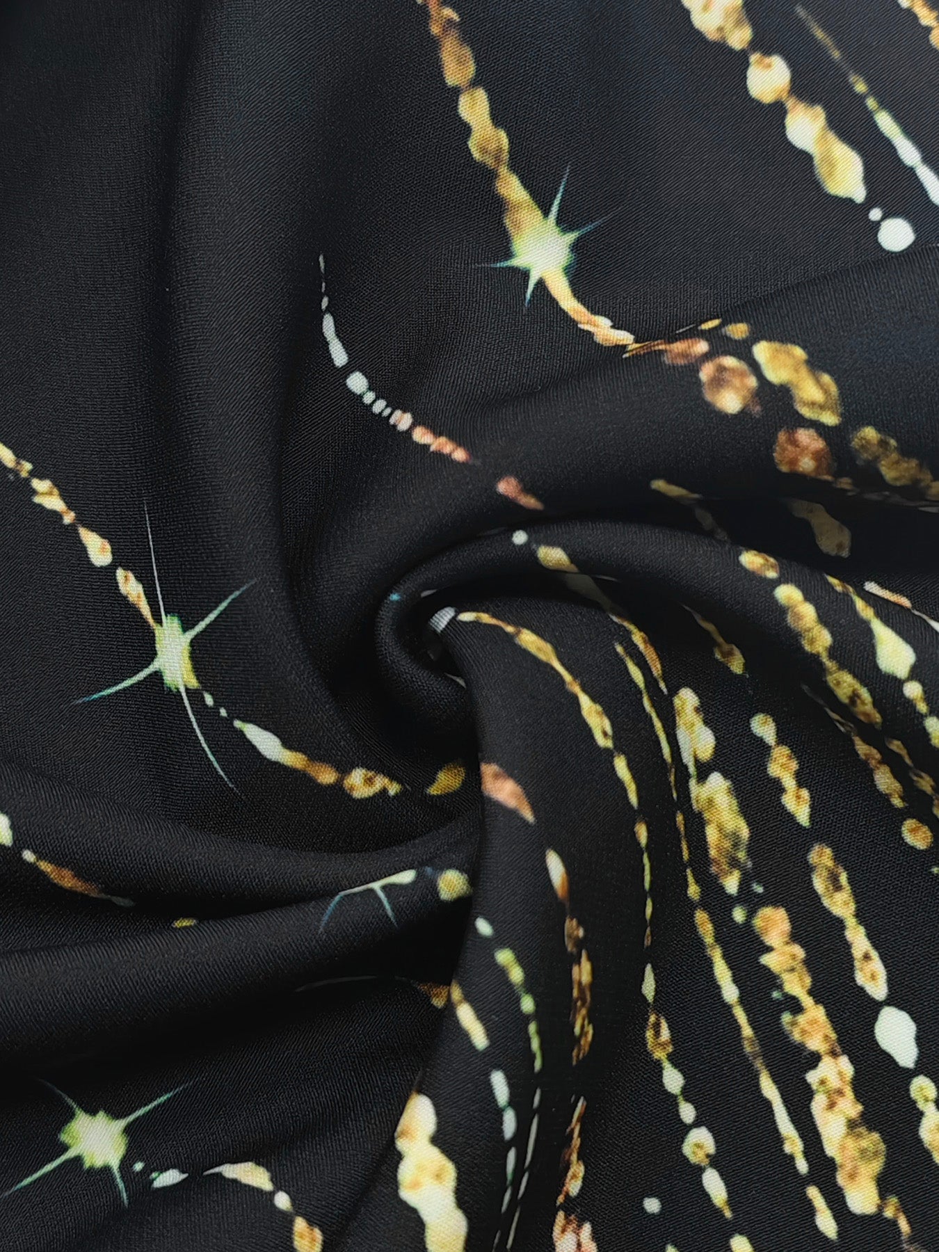 Long Sleeves Loose Printed Shiny Tied Waist One-Shoulder Jumpsuits Bottoms