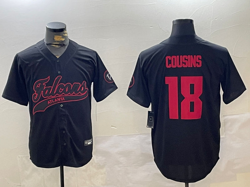 Men’s Atlanta Falcons Kirk Cousins #18 Black Team Jersey