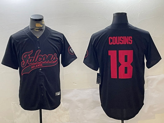 Men’s Atlanta Falcons Kirk Cousins #18 Black Team Jersey