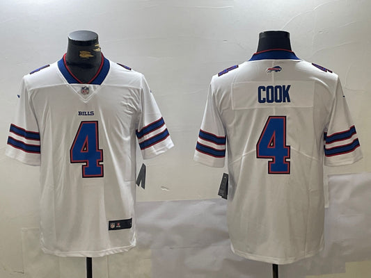 Men’s Buffalo Bills James Cook #4 White Jersey