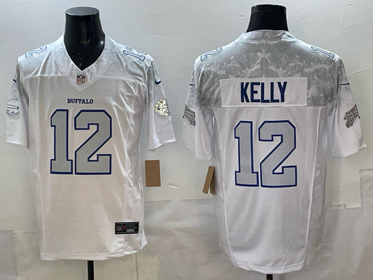 Men’s Buffalo Bills Jim Kelly #12 White 2025 Rivalries Collection Limited Jersey