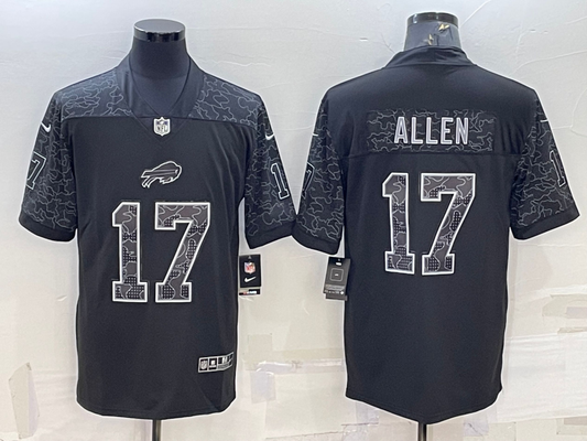 Men’s Buffalo Bills Josh Allen #17 Black RFLCTV Limited Jersey