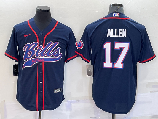 Men’s Buffalo Bills Josh Allen #17 Navy Jersey Joint Edition