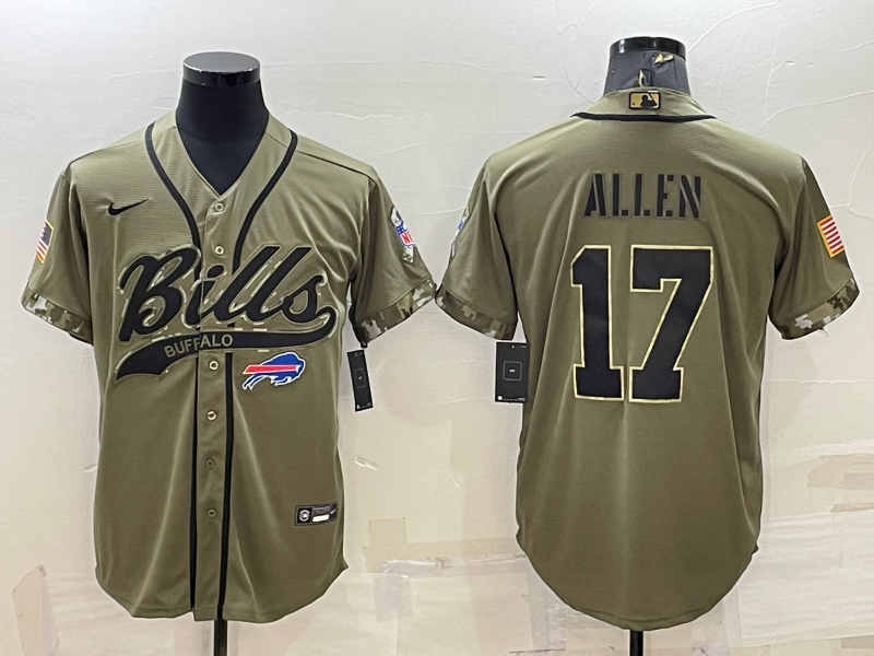Men’s Buffalo Bills Josh Allen #17 Olive 2022 Salute To Service Limited Jersey Joint Edition