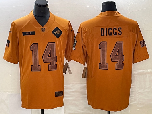 Men’s Buffalo Bills Stefon Diggs #14 Brown 2023 Salute To Service Retired Limited Jersey