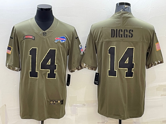 Men’s Buffalo Bills Stefon Diggs #14 Olive 2022 Salute To Service Limited Jersey