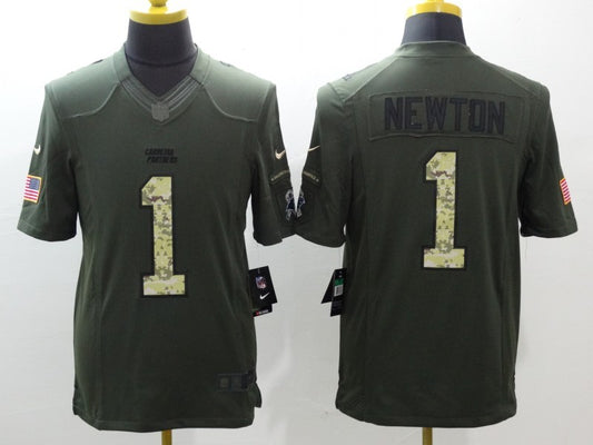 Men’s Carolina Panthers Cam Newton #1 Army Green Jersey