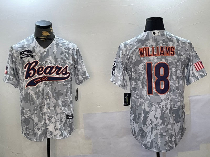 Men’s Chicago Bears Caleb Williams #18 Arctic Camo 2024 Salute to Service Jersey