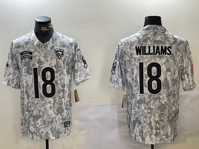 Men’s Chicago Bears Caleb Williams #18 Arctic Camo 2024 Salute to Service Limited Jersey