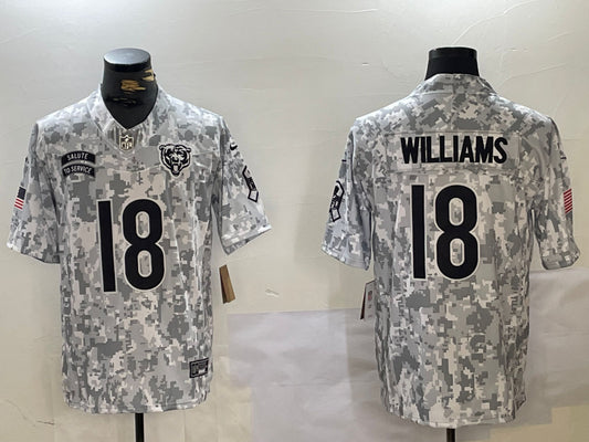 Men’s Chicago Bears Caleb Williams #18 Arctic Camo 2024 Salute to Service Limited Jersey
