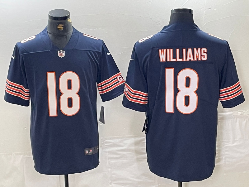Men’s Chicago Bears Caleb Williams #18 Navy 2024 NFL Draft First Round Pick Jersey
