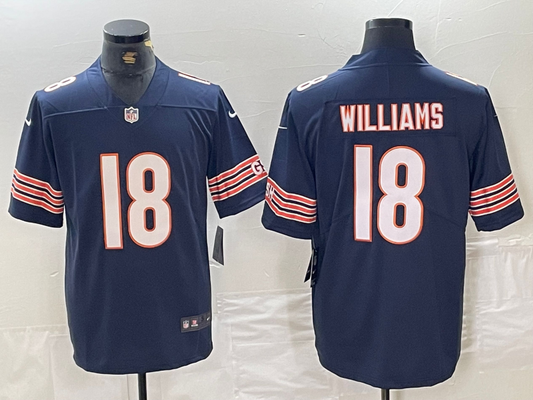 Men’s Chicago Bears Caleb Williams #18 Navy 2024 NFL Draft First Round Pick Jersey
