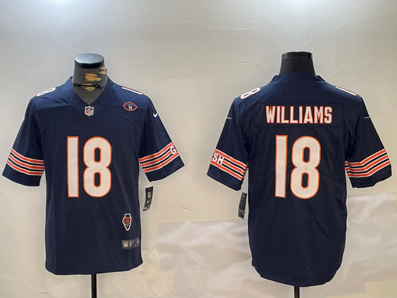 Men’s Chicago Bears Caleb Williams #18 Navy Jersey