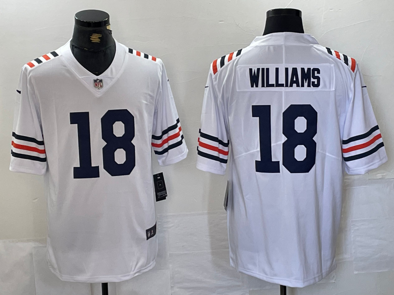 Men’s Chicago Bears Caleb Williams #18 White 2024 NFL Draft 2nd Alternate Jersey