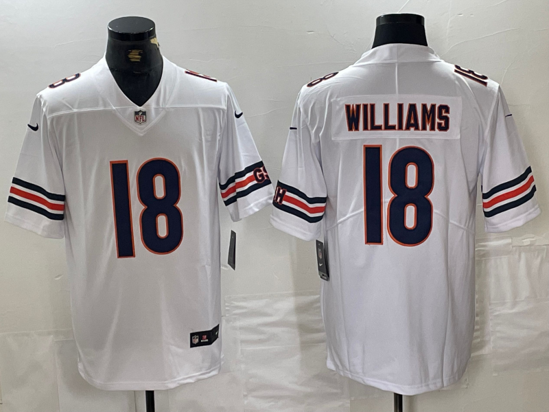 Men’s Chicago Bears Caleb Williams #18 White 2024 NFL Draft First Round Pick Jersey