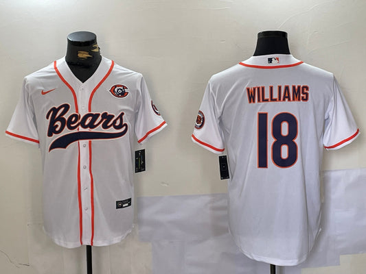 Men’s Chicago Bears Caleb Williams #18 White Jersey
