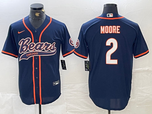 Men’s Chicago Bears D.J. Moore #2 Navy Jersey
