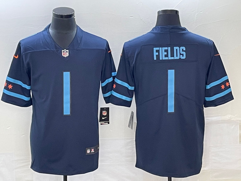 Men’s Chicago Bears Justin Fields #1 Navy Jersey City Edition