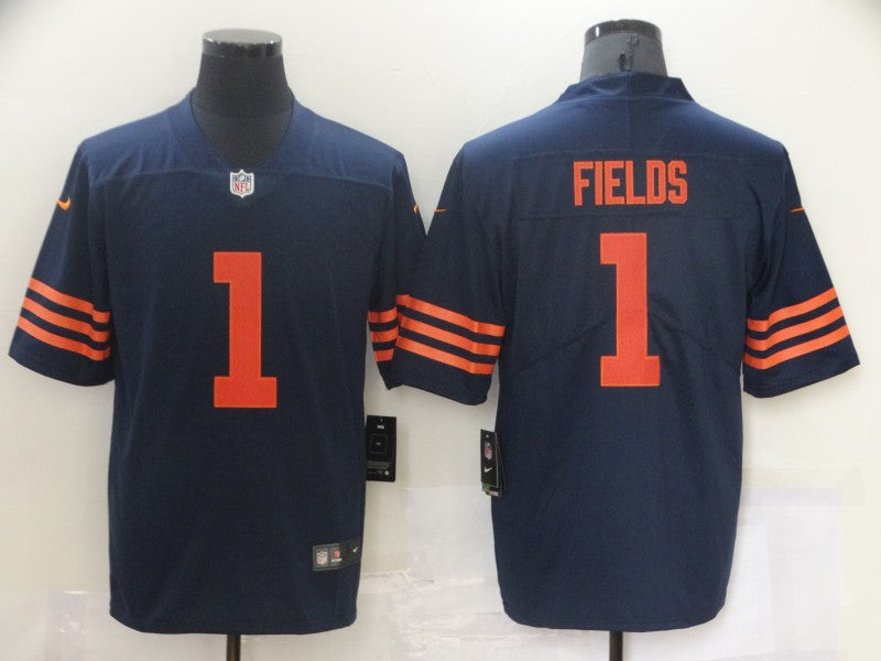 Men’s Chicago Bears Justin Fields #1 Navy Jersey