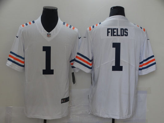 Men’s Chicago Bears Justin Fields #1 White Jersey