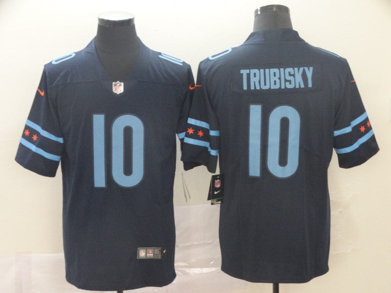 Men’s Chicago Bears Mitch Trubisky #10 Navy Jersey City Edition