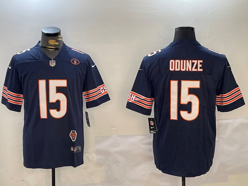 Men’s Chicago Bears Rome Odunze #15 Navy Jersey