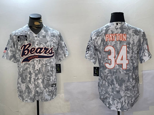 Men’s Chicago Bears Walter Payton #34 Arctic Camo 2024 Salute to Service Jersey