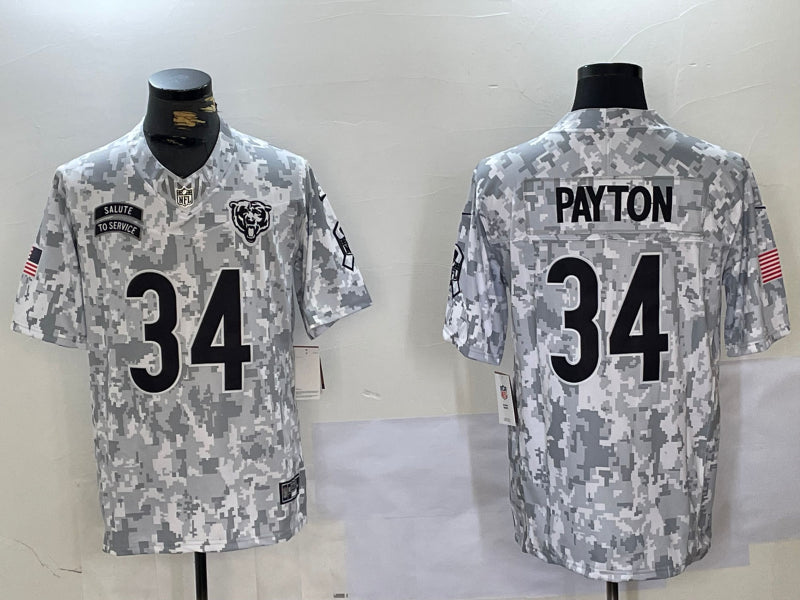 Men’s Chicago Bears Walter Payton #34 Arctic Camo 2024 Salute to Service Retired Limited Jersey