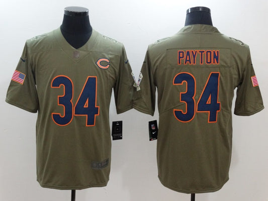 Men’s Chicago Bears Walter Payton #34 Army Green Jersey