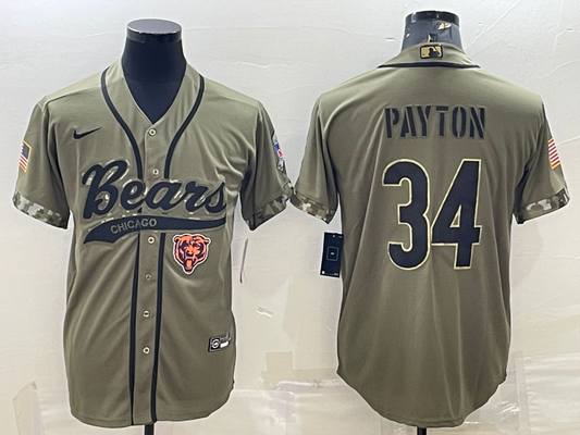 Men’s Chicago Bears Walter Payton #34 Olive 2022 Salute To Service Limited Jersey Joint Edition