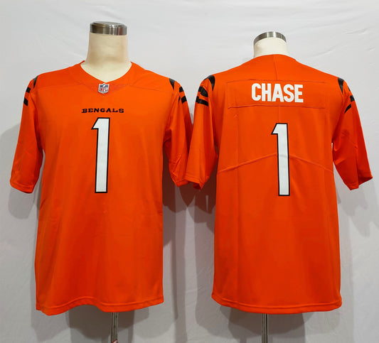 Men’s Cincinnati Bengals Ja’Marr Chase #1 Orange Alternate Jersey