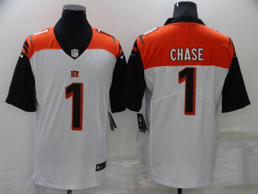 Men’s Cincinnati Bengals Ja’Marr Chase #1 Orange/White Jersey