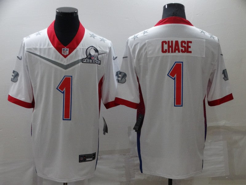 Men’s Cincinnati Bengals Ja’Marr Chase #1 White ALL STAR Jersey
