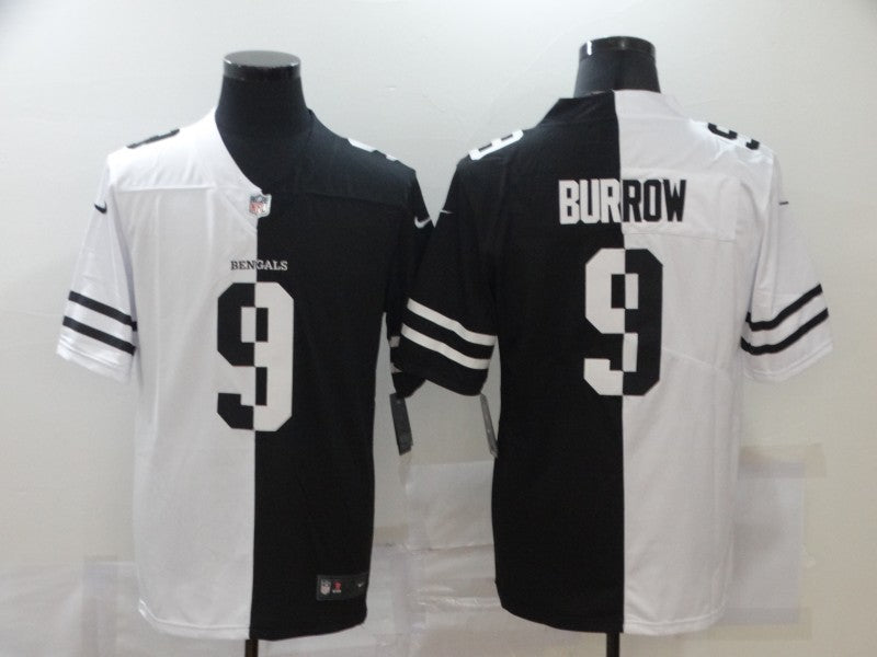 Men’s Cincinnati Bengals Joe Burrow #9 Black/White Jersey