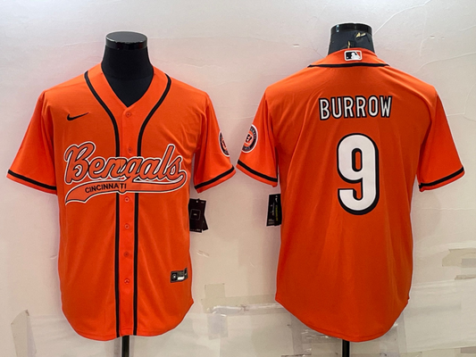 Men’s Cincinnati Bengals Joe Burrow #9 Orange Jersey