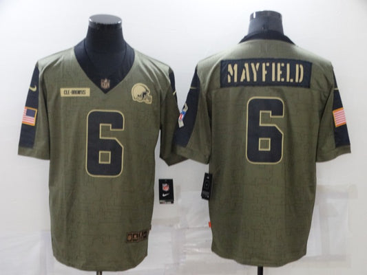 Men’s Cleveland Browns Baker Mayfield #6 Olive Jersey