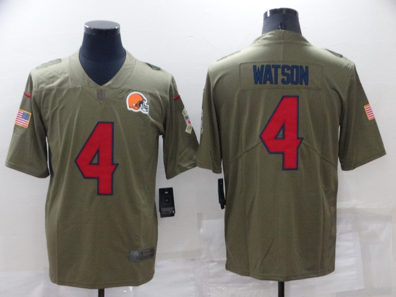 Men’s Cleveland Browns Deshaun Watson #4 Olive Jersey