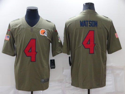 Men’s Cleveland Browns Deshaun Watson #4 Olive Jersey