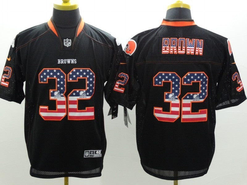 Men’s Cleveland Browns Jim Brown #32 Black Jersey