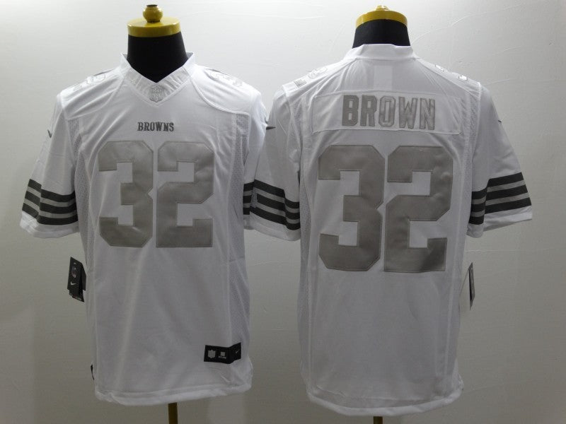 Men’s Cleveland Browns Jim Brown #32 White Jersey