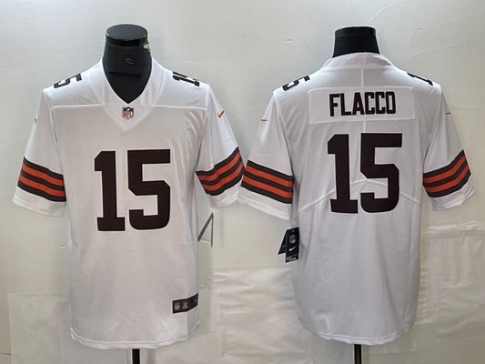 Men’s Cleveland Browns Joe Flacco #15 White Jersey